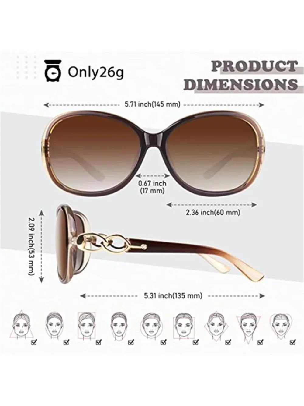 Sunglasses Womens Polarized Trendy Oversized Sun Glasses Fashion Ladies